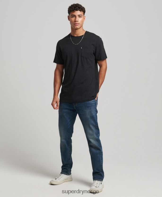Superdry svart klær 86P46D4931 t-skjorte med lommer i økologisk bomull menn