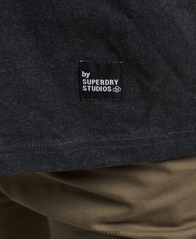 Superdry svart klær 86P46D4942 resirkulert mikro topp t-skjorte menn
