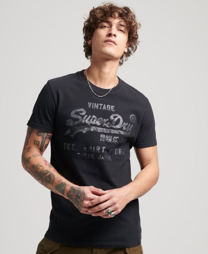 Superdry svart klær 86P46D4987 vintage logo bonded t-skjorte menn