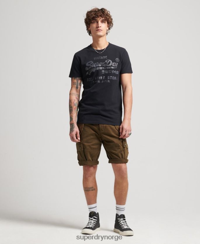 Superdry svart klær 86P46D4987 vintage logo bonded t-skjorte menn