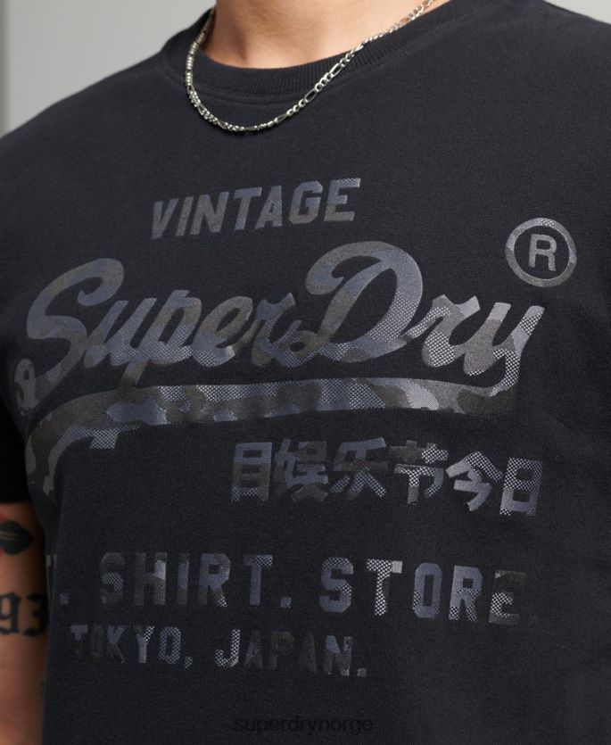 Superdry svart klær 86P46D4987 vintage logo bonded t-skjorte menn