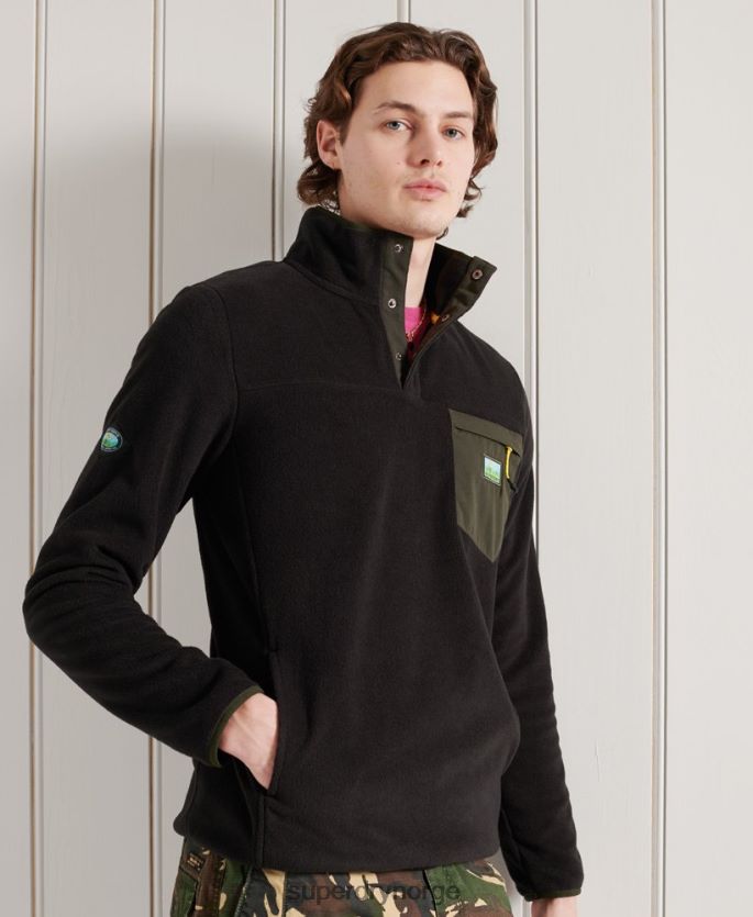 Superdry svart klær 86P46D5144 b sti polar fleece pop over toppen menn