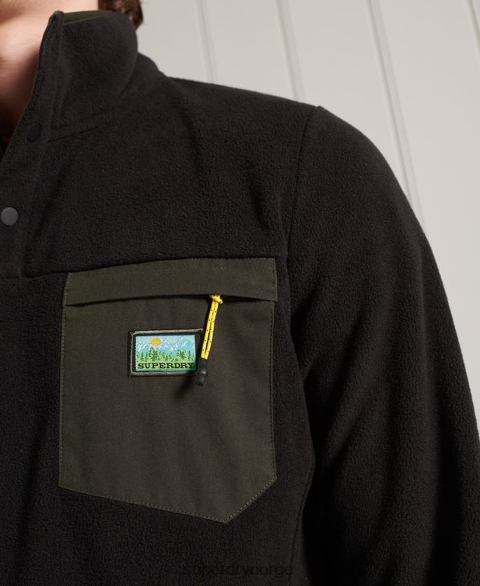 Superdry svart klær 86P46D5144 b sti polar fleece pop over toppen menn