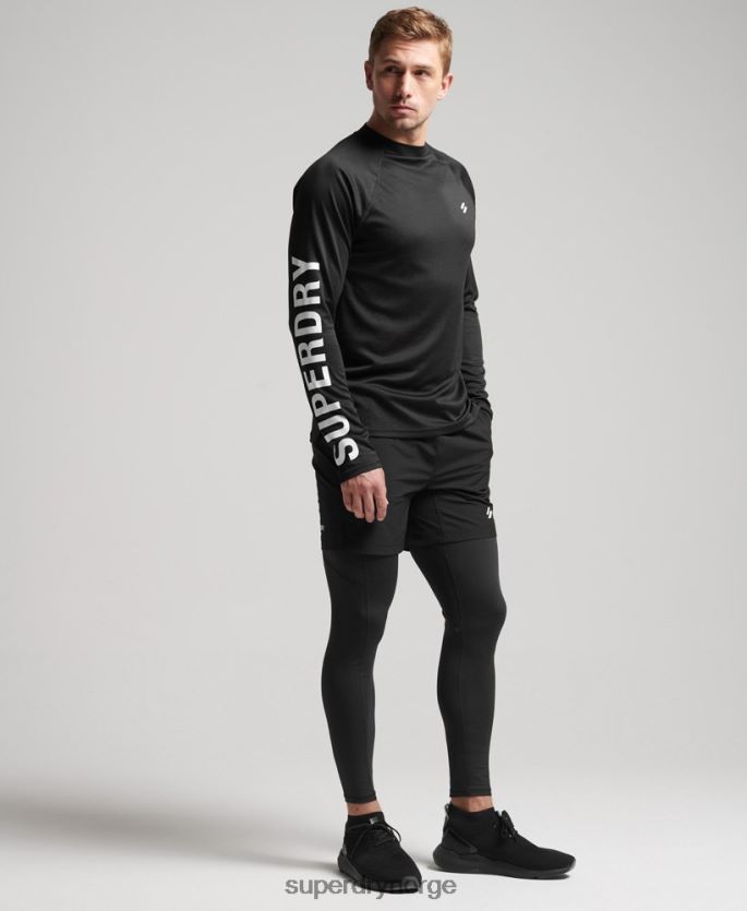 Superdry svart klær 86P46D5374 train mock hals topp menn