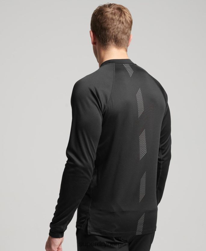 Superdry svart klær 86P46D5374 train mock hals topp menn