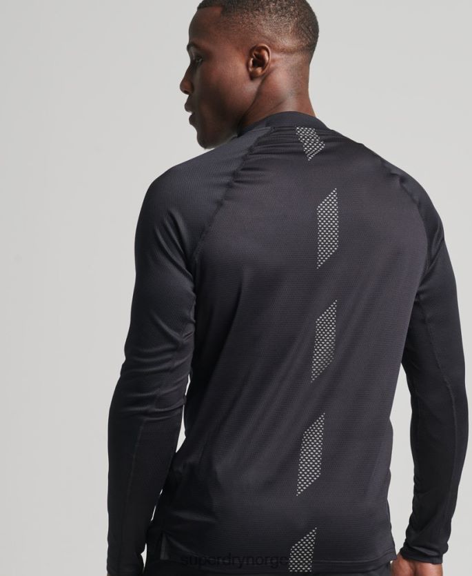 Superdry svart klær 86P46D5392 train mock hals topp menn