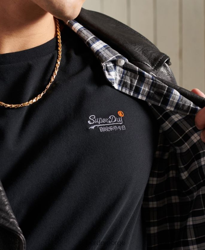 Superdry svart klær 86P46D6502 vintage broderi-t-skjorte i økologisk bomull menn