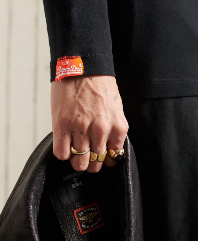 Superdry svart klær 86P46D6502 vintage broderi-t-skjorte i økologisk bomull menn