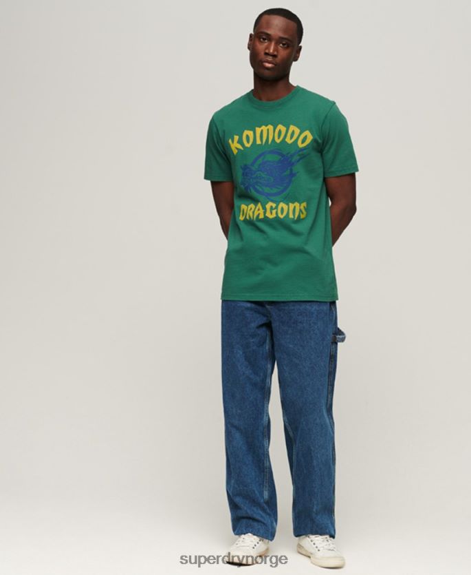 Superdry x Komodo grønn klær 86P46D30 klassisk drage t-skjorte menn