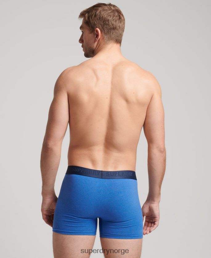 Superdry blå klær 86P46D1598 bokser multi trippelpakke i økologisk bomull menn