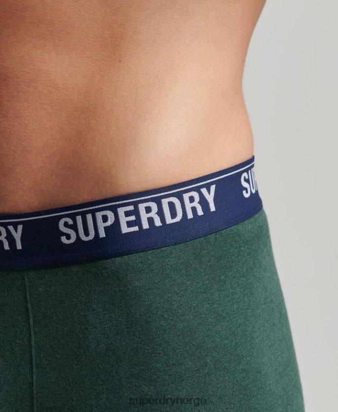 Superdry grønn klær 86P46D1628 bokser multi trippelpakke i økologisk bomull menn