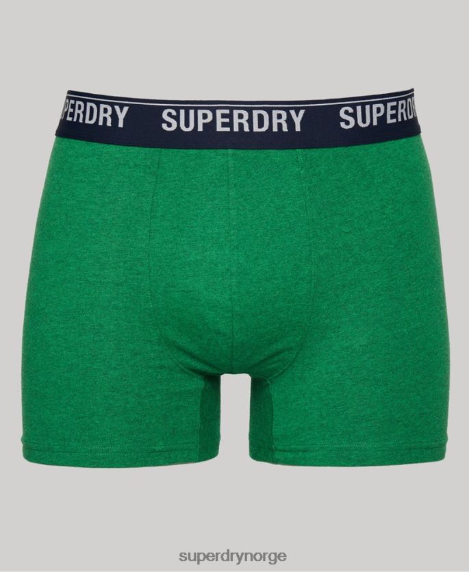 Superdry grønn klær 86P46D1628 bokser multi trippelpakke i økologisk bomull menn