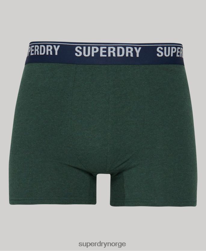 Superdry grønn klær 86P46D1628 bokser multi trippelpakke i økologisk bomull menn