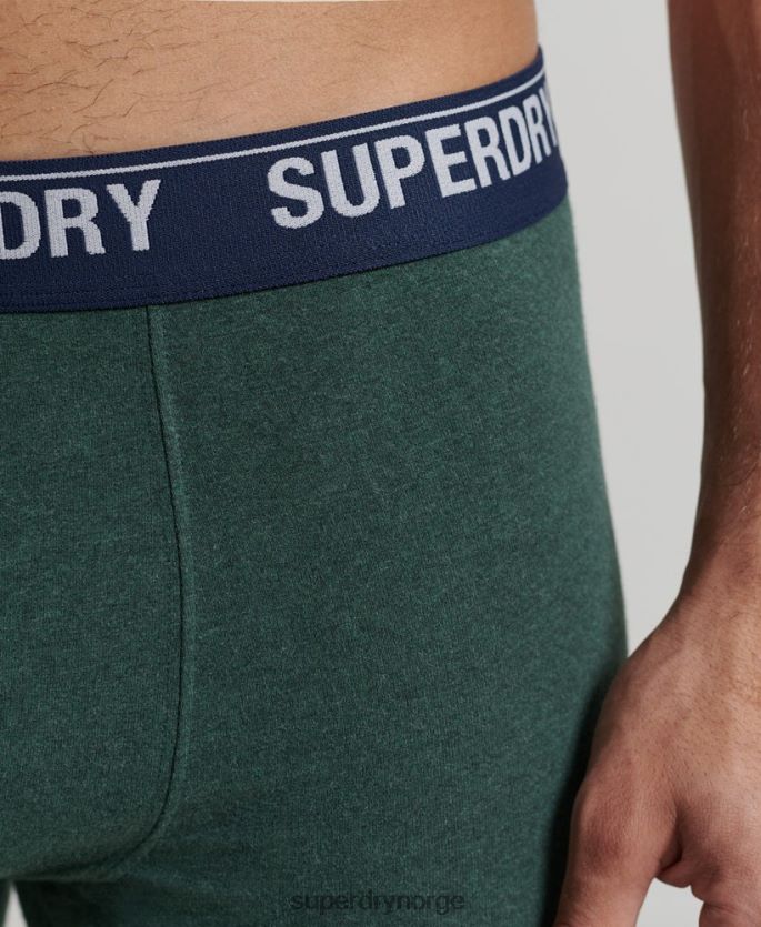 Superdry grønn klær 86P46D1667 bokser trippelpakke i økologisk bomull menn