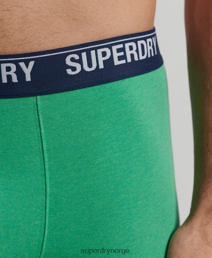 Superdry grønn klær 86P46D1667 bokser trippelpakke i økologisk bomull menn