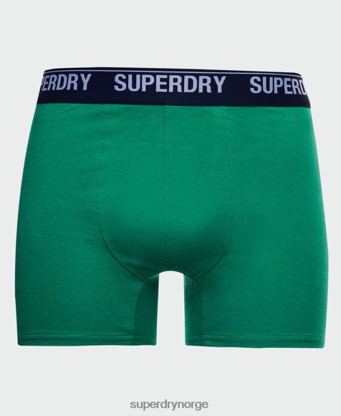 Superdry grønn klær 86P46D1667 bokser trippelpakke i økologisk bomull menn