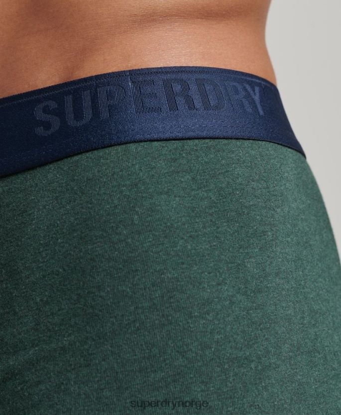 Superdry grønn klær 86P46D1830 trippelpakke i økologisk bomull menn