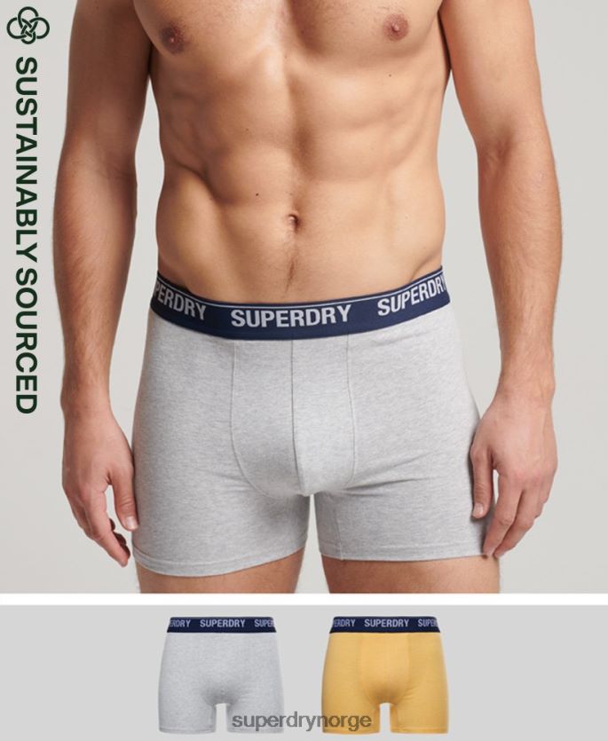 Superdry gul klær 86P46D1749 boxer dobbelpakke i økologisk bomull menn