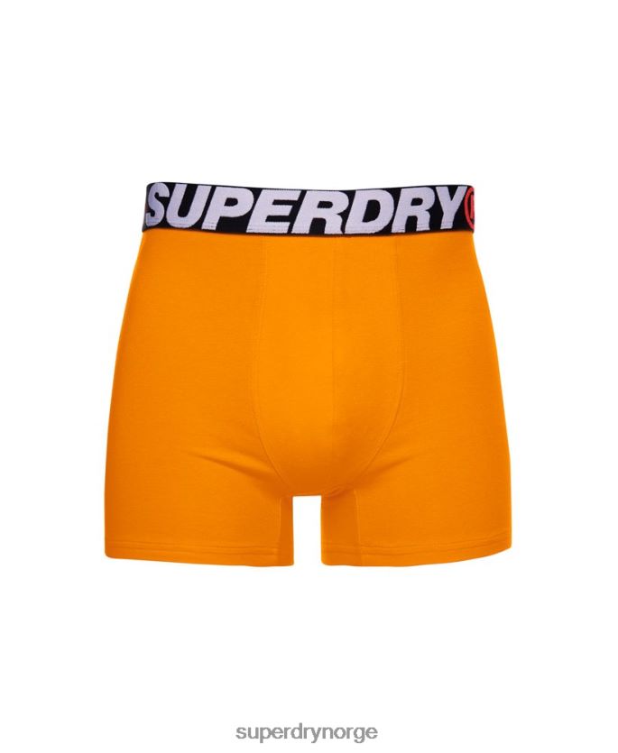 Superdry oransje klær 86P46D1881 boxer dobbelpakke i økologisk bomull menn