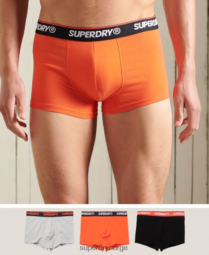 Superdry oransje klær 86P46D6498 klassisk trippelpakke i økologisk bomull menn