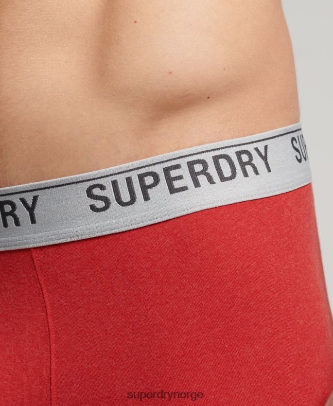 Superdry rød klær 86P46D1751 trippelpakke i økologisk bomull menn