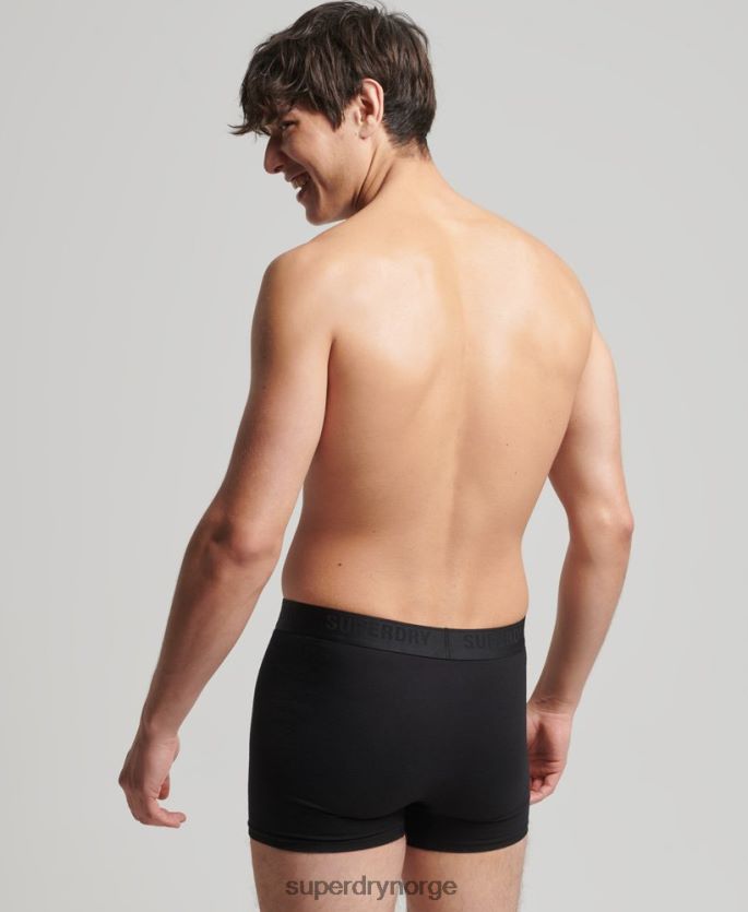 Superdry svart klær 86P46D1599 bokser multi trippelpakke i økologisk bomull menn
