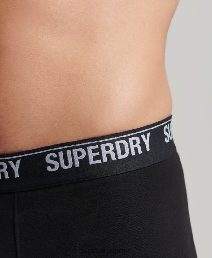 Superdry svart klær 86P46D1613 bokser multi trippelpakke i økologisk bomull menn
