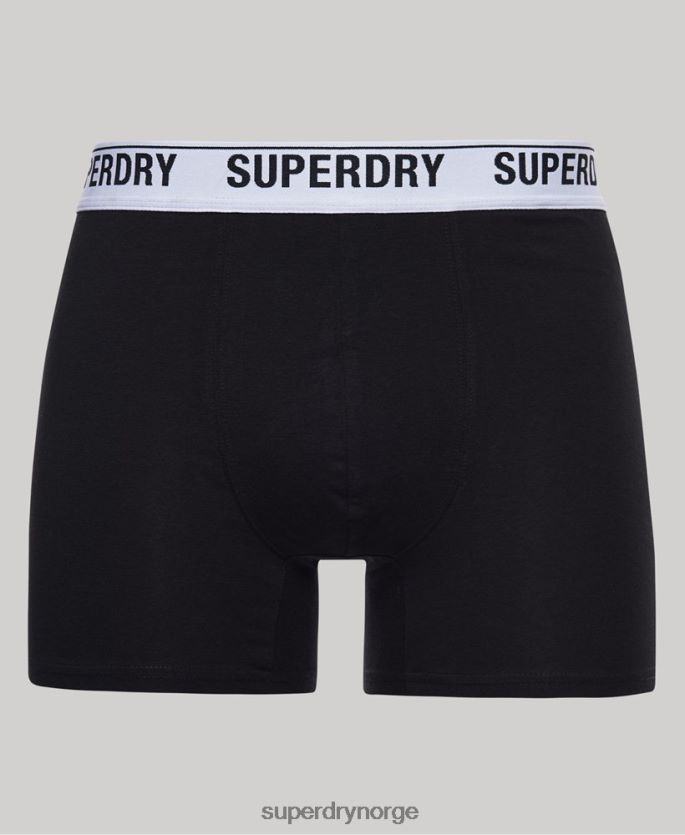 Superdry svart klær 86P46D1613 bokser multi trippelpakke i økologisk bomull menn