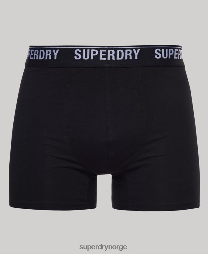 Superdry svart klær 86P46D1613 bokser multi trippelpakke i økologisk bomull menn