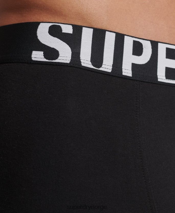 Superdry svart klær 86P46D1758 dobbel bokser med dobbel logo i økologisk bomull menn