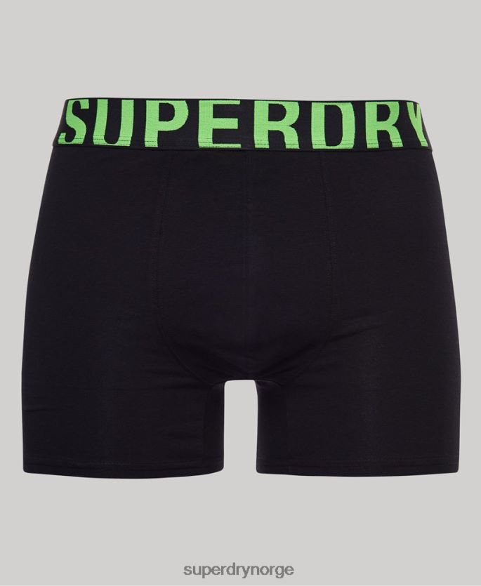 Superdry svart klær 86P46D1761 dobbel bokser med dobbel logo i økologisk bomull menn