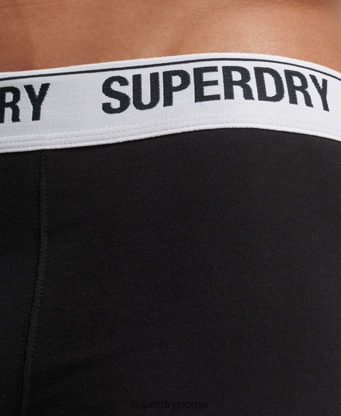 Superdry svart klær 86P46D1788 trippelpakke i økologisk bomull menn