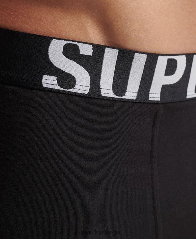 Superdry svart klær 86P46D1795 dobbel pakke med logo i økologisk bomull menn