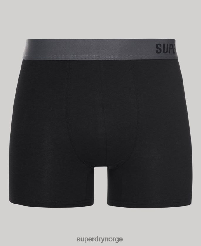 Superdry svart klær 86P46D1824 organisk bomull offset boxer dobbel pakke menn