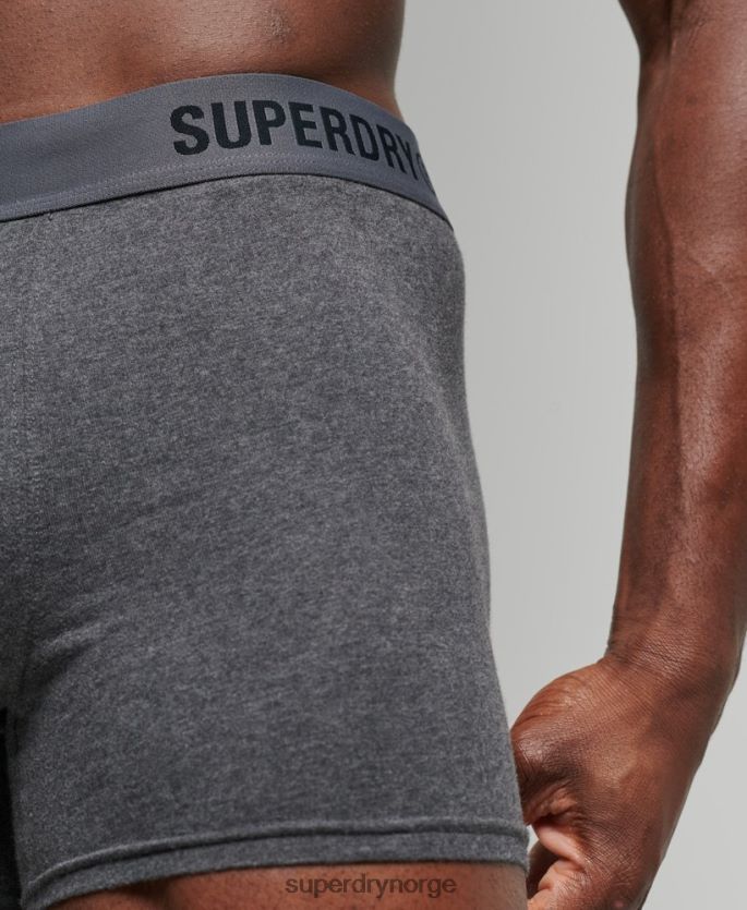 Superdry svart klær 86P46D1824 organisk bomull offset boxer dobbel pakke menn