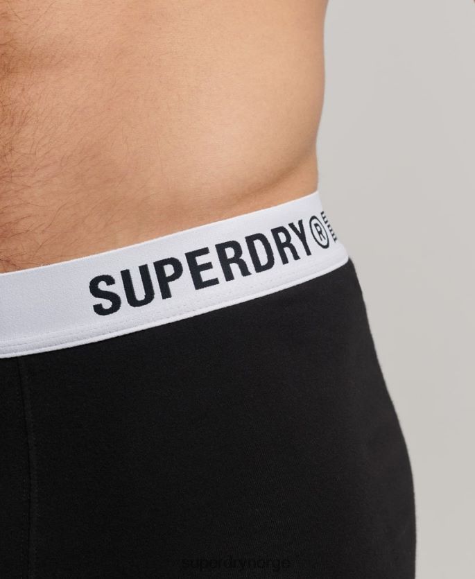 Superdry svart klær 86P46D1836 organisk bomull offset boxer dobbel pakke menn