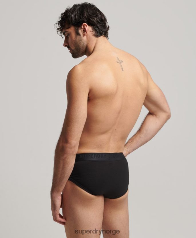 Superdry svart klær 86P46D1862 trippelpakke i økologisk bomull menn