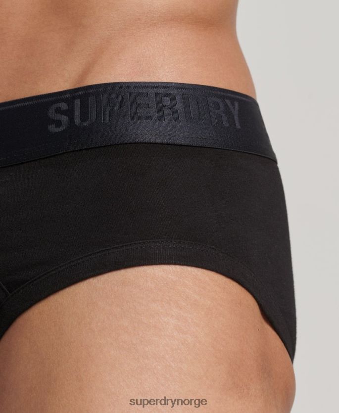 Superdry svart klær 86P46D1866 trippelpakke i økologisk bomull menn
