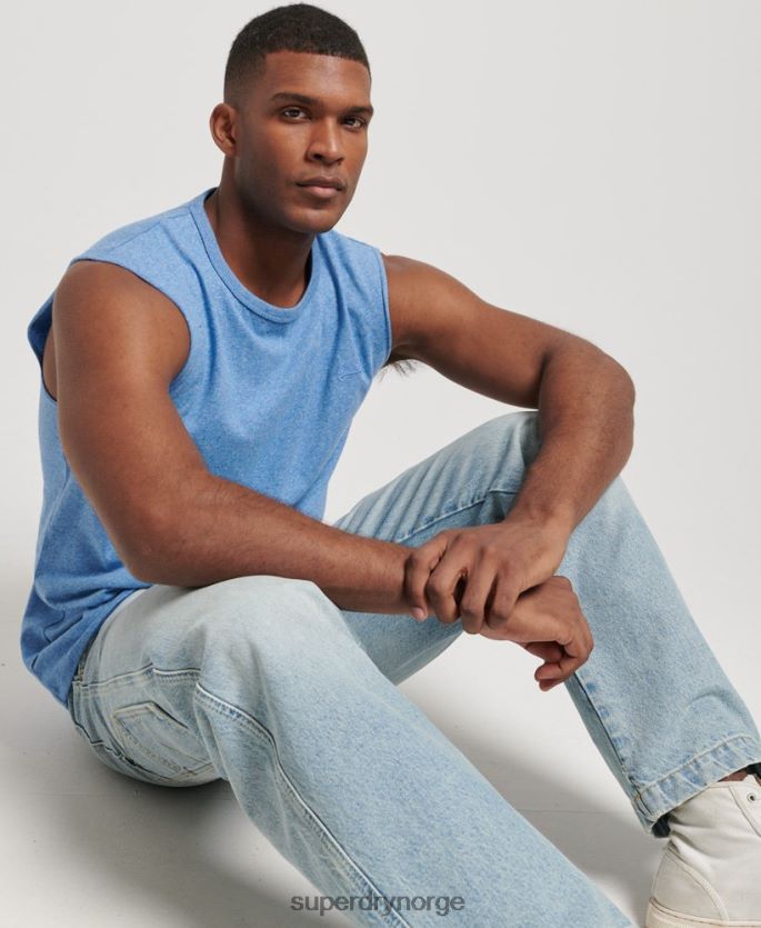 Superdry blå klær 86P46D1451 vintage logobrodert tanktop i økologisk bomull menn