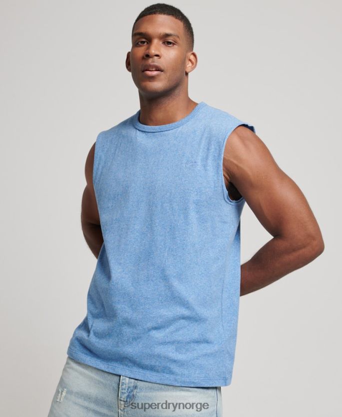 Superdry blå klær 86P46D1451 vintage logobrodert tanktop i økologisk bomull menn