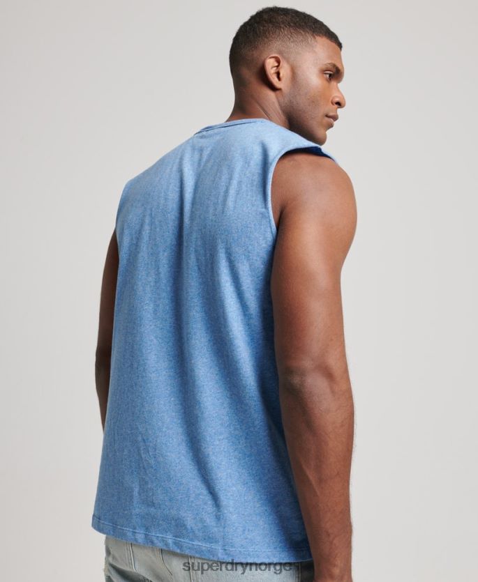 Superdry blå klær 86P46D1451 vintage logobrodert tanktop i økologisk bomull menn
