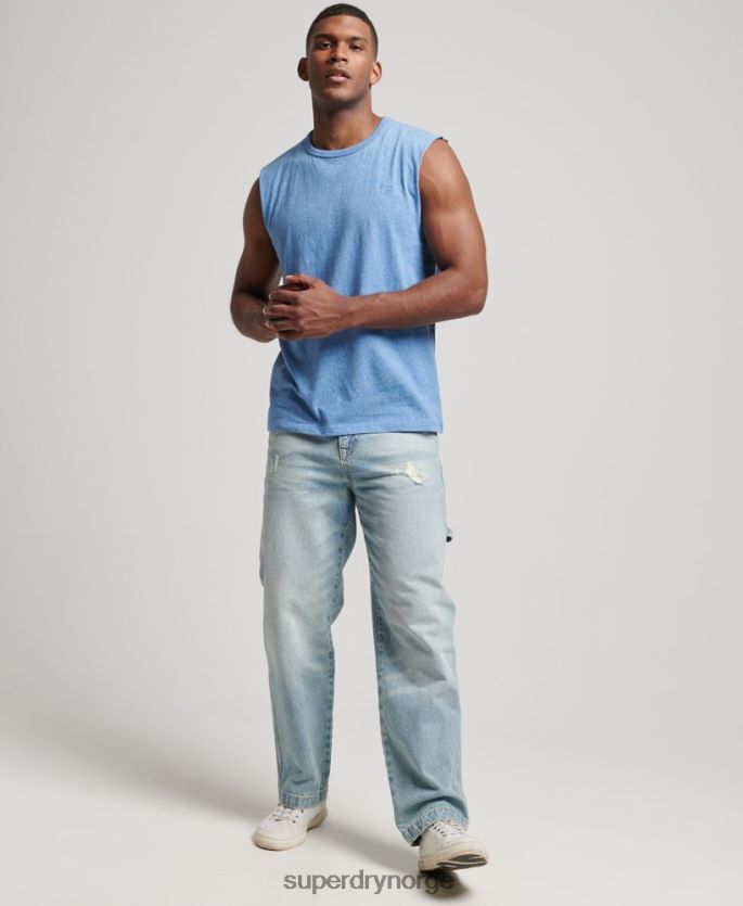 Superdry blå klær 86P46D1451 vintage logobrodert tanktop i økologisk bomull menn