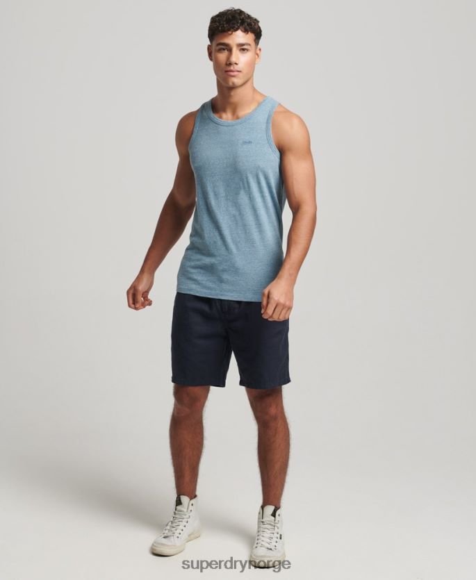 Superdry blå klær 86P46D1482 vintage logovest topp i økologisk bomull menn