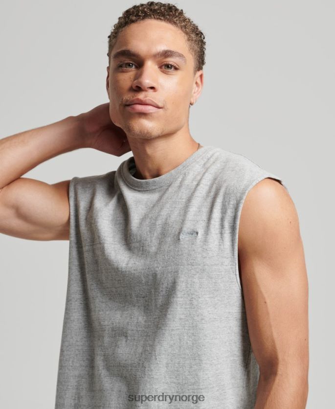Superdry grå klær 86P46D1447 vintage logobrodert tanktop i økologisk bomull menn