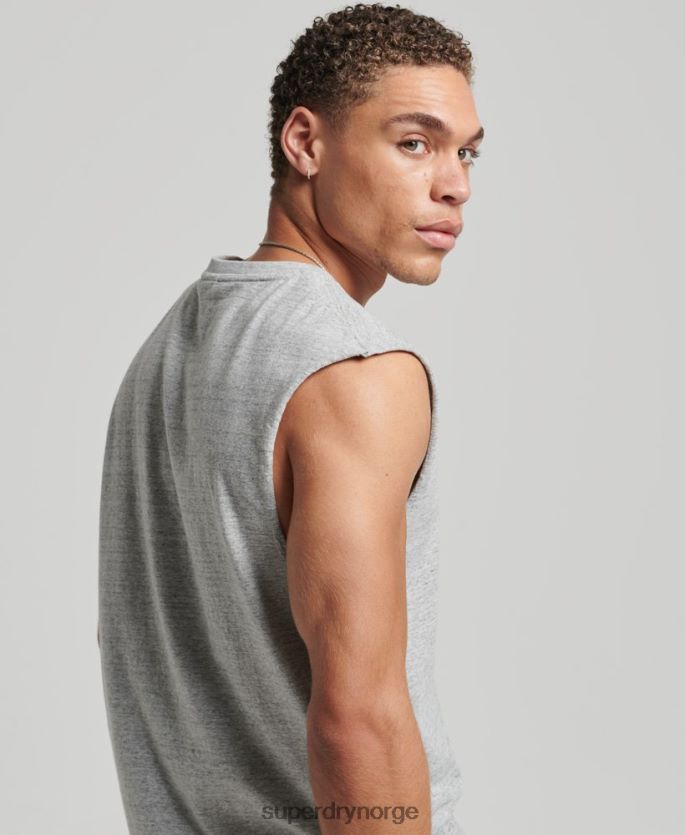 Superdry grå klær 86P46D1447 vintage logobrodert tanktop i økologisk bomull menn