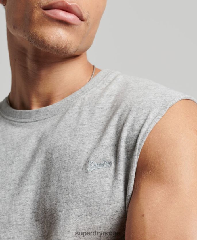 Superdry grå klær 86P46D1447 vintage logobrodert tanktop i økologisk bomull menn