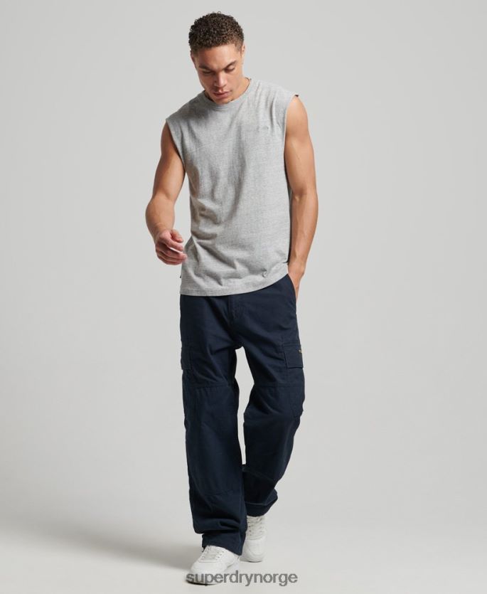 Superdry grå klær 86P46D1447 vintage logobrodert tanktop i økologisk bomull menn