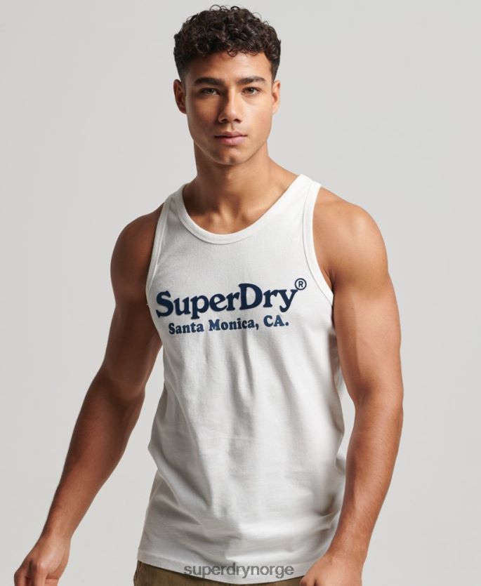Superdry hvit klær 86P46D1458 vintage spillested klassisk vest topp menn