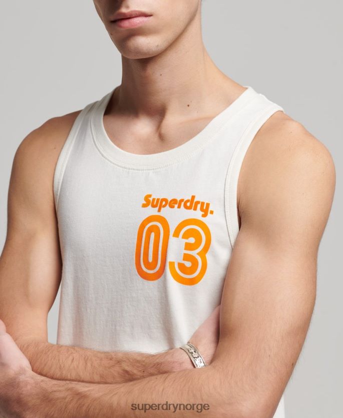 Superdry hvit klær 86P46D1526 vintage terreng klassisk vest topp menn