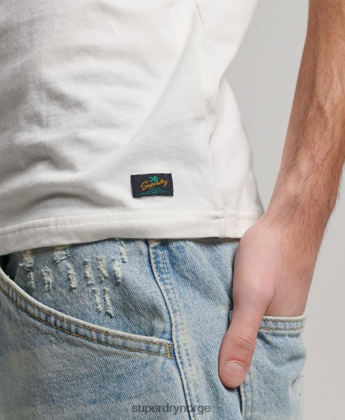 Superdry hvit klær 86P46D1526 vintage terreng klassisk vest topp menn